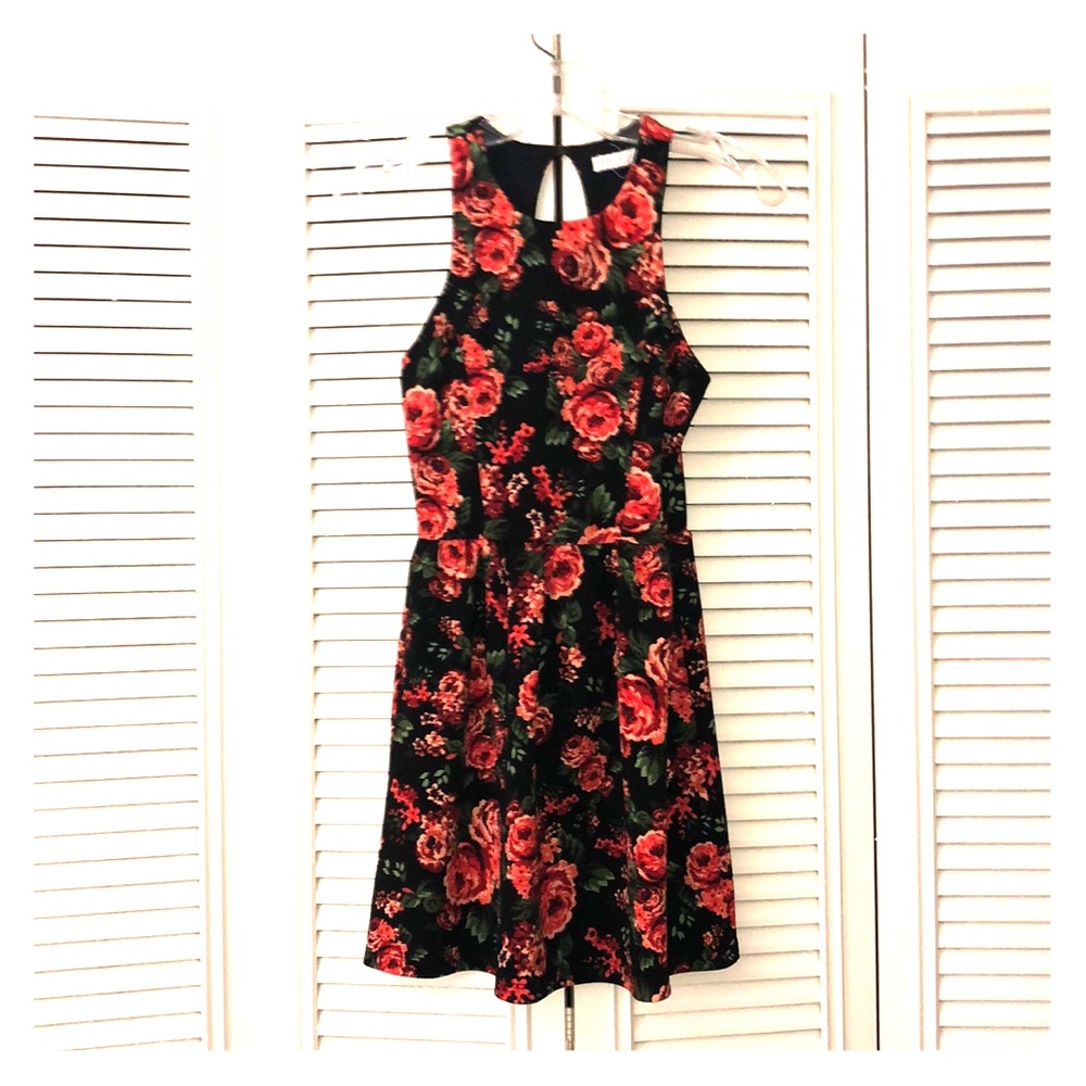 Size small, black floral dress.